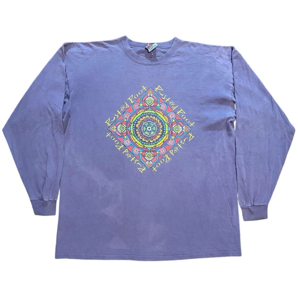 Vintage 90s Rusted Root Tour Long Sleeve Shirt Badger Made in USA XL Purple